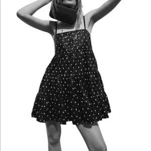 NWT Zara sequin polka dot baby doll mini swing dress